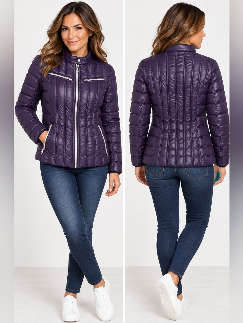 Down-Style Quilted Purple Jacket
